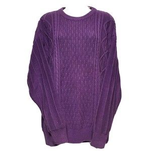 Vintage Saratoga Robert Peritz Cable Knit Sweater Men’s Size M Cotton Purple